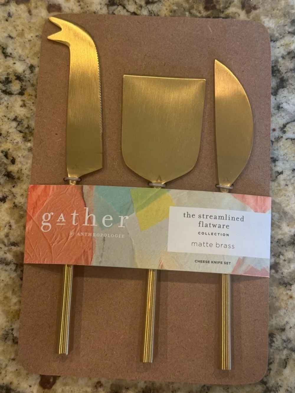 Anthropologie Gather Streamlined Gold Cheese Knife Set